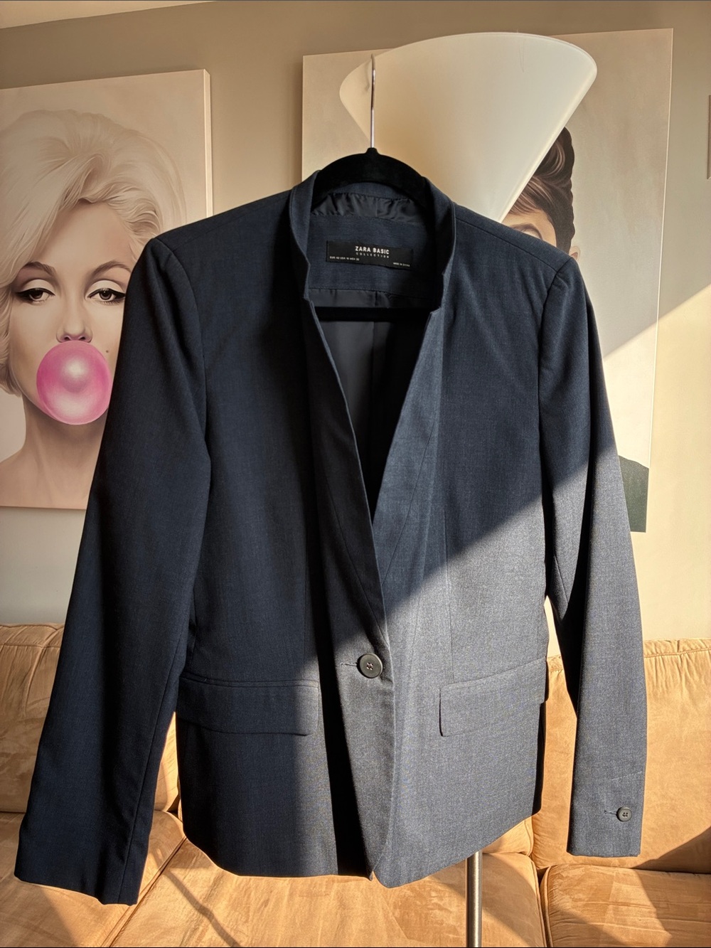 Zara Dark Navy Single-Button Blazer